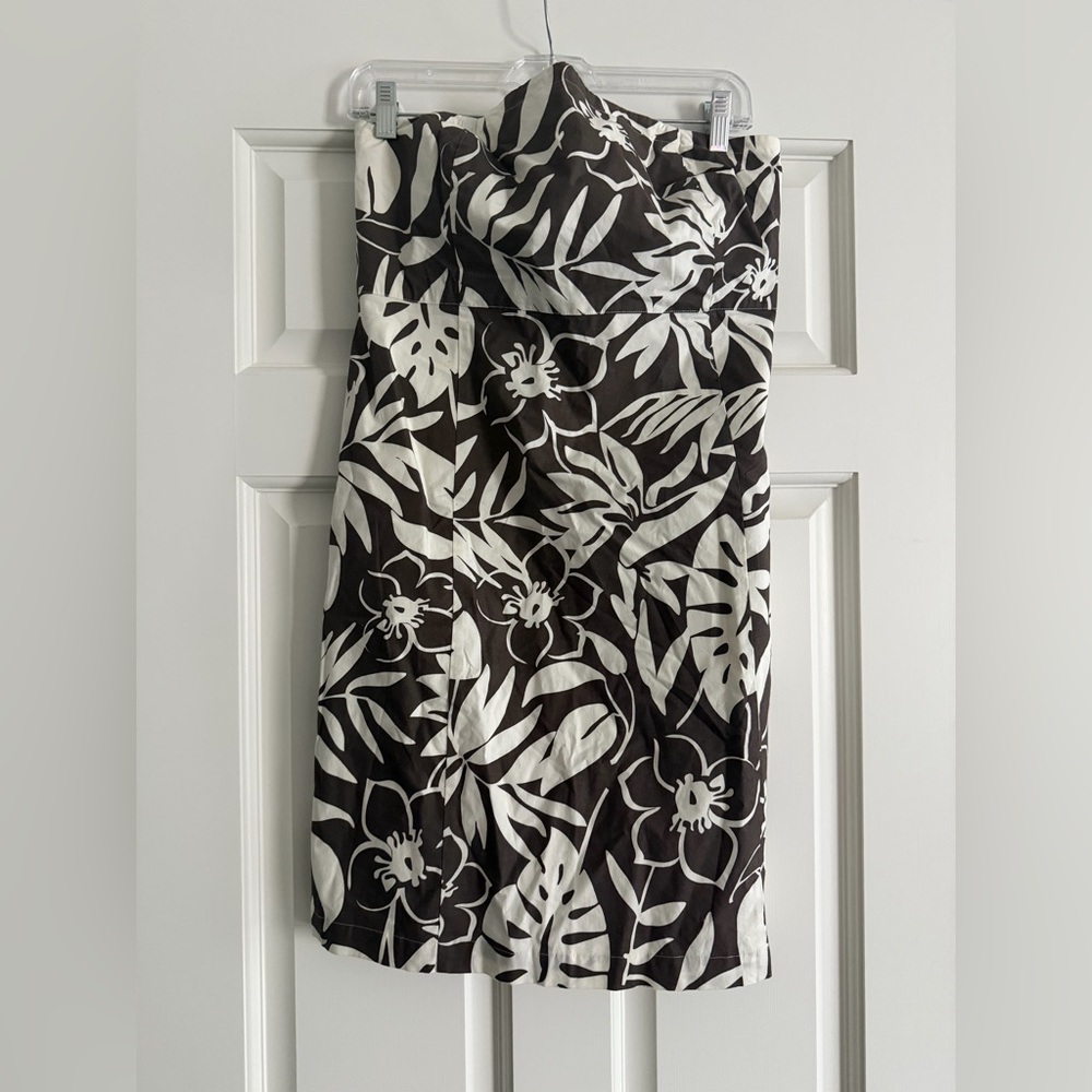 🔥NWT Vineyard Vines Strapless Dress | Brown & White Print | Size 10